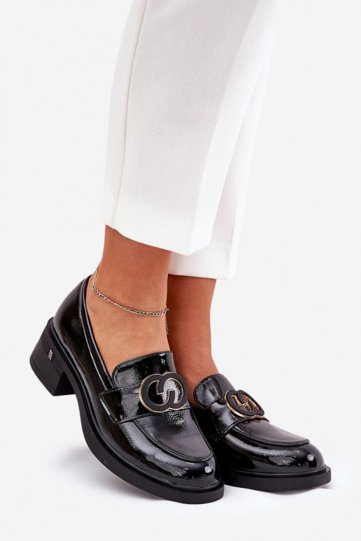 Lacquered Leather Moccasins On Heel Vinceza 18102 Black