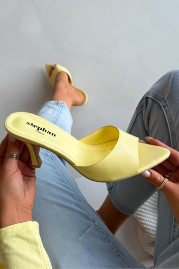 Lacquered Women's Slip-Ons with Heel Yellow Lirissa 2