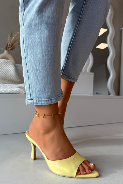 Lacquered Women's Slip-Ons with Heel Yellow Lirissa