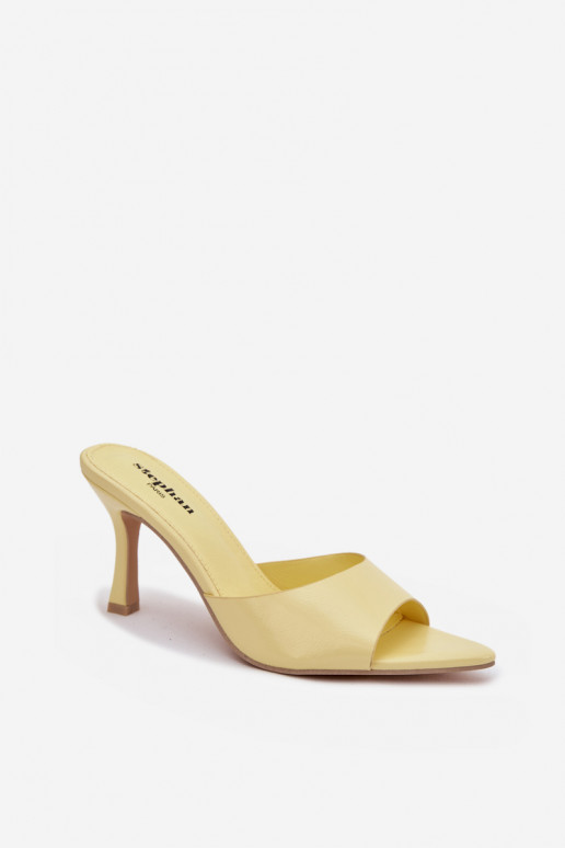 Lacquered Women's Slip-Ons with Heel Yellow Lirissa