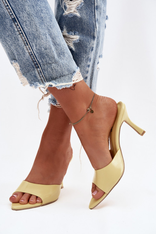 Lacquered Women's Slip-Ons with Heel Yellow Lirissa