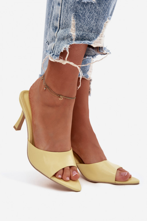 Lacquered Women's Slip-Ons with Heel Yellow Lirissa