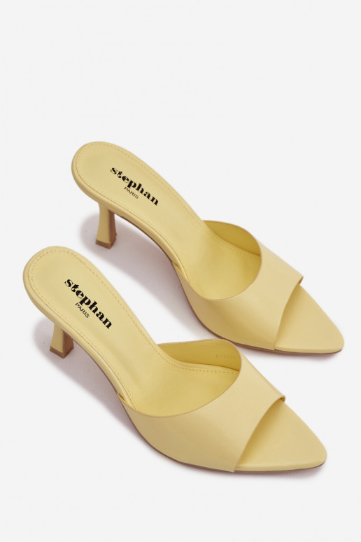 Lacquered Women's Slip-Ons with Heel Yellow Lirissa