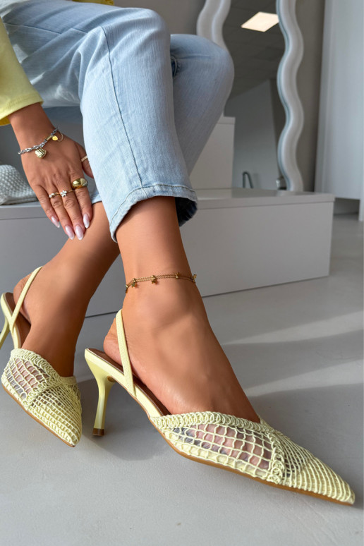 Woven Sandals on Heel Yellow Hanelis