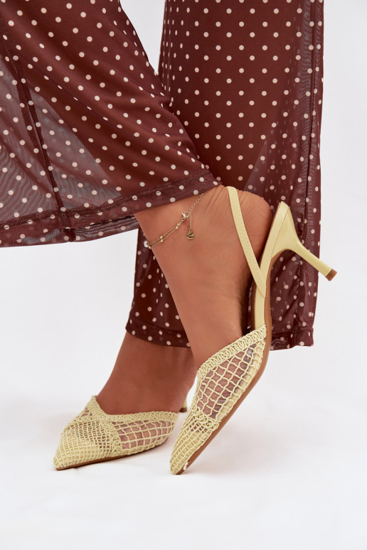 Woven Sandals on Heel Yellow Hanelis