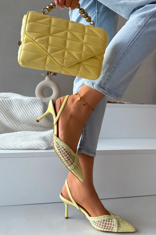 Woven Sandals on Heel Yellow Hanelis