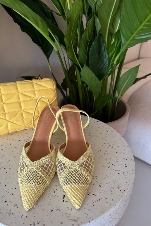Woven Sandals on Heel Yellow Hanelis