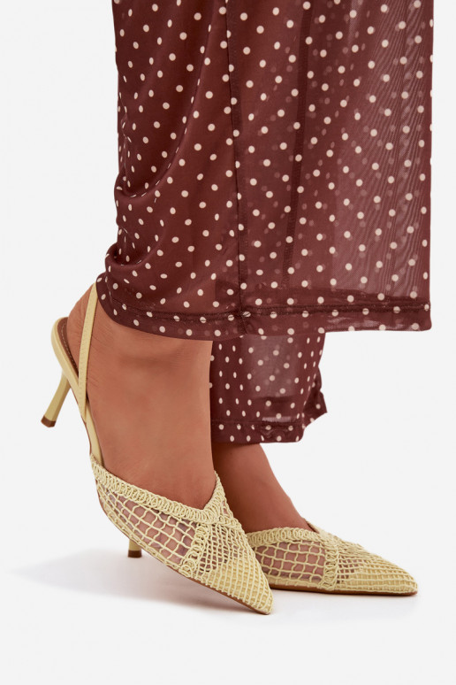 Woven Sandals on Heel Yellow Hanelis