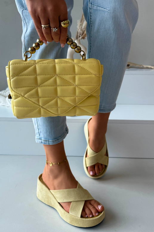 Women's Platform Slippers Made of Eco Suede Yellow Calorine