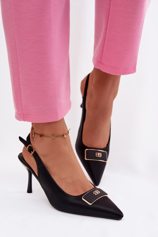 Women's Heeled Sandals with Decorative Detail Black Lurella