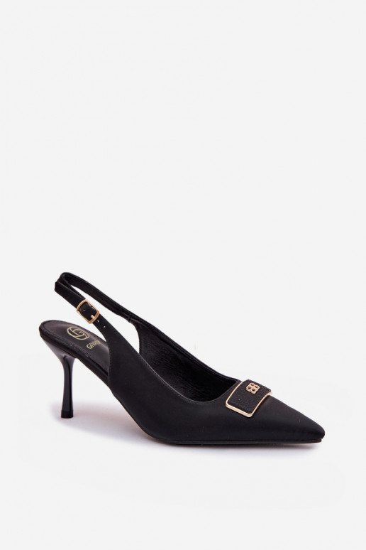 Women's Heeled Sandals with Decorative Detail Black Lurella