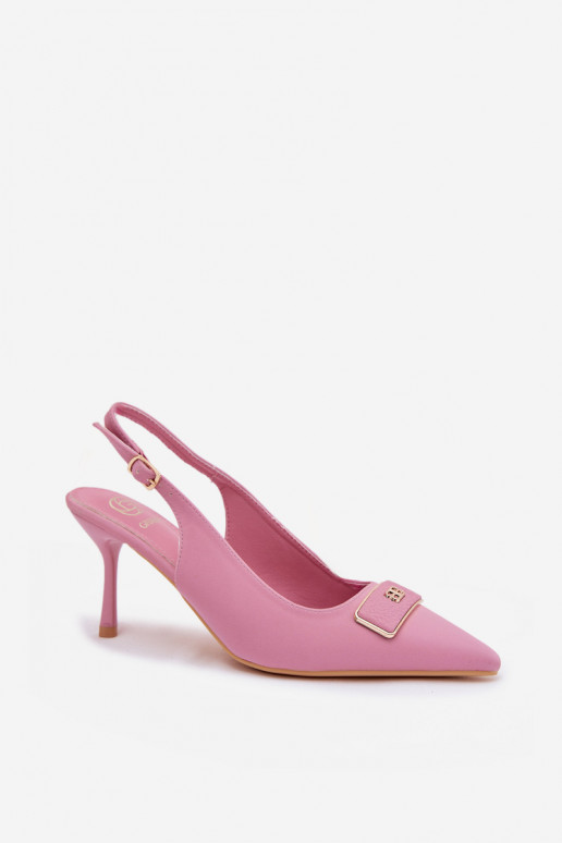 Women's Pink Heeled Sandals with Decorative Detail Lurella