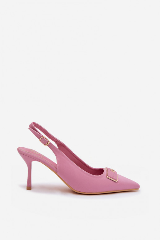 Women's Pink Heeled Sandals with Decorative Detail Lurella
