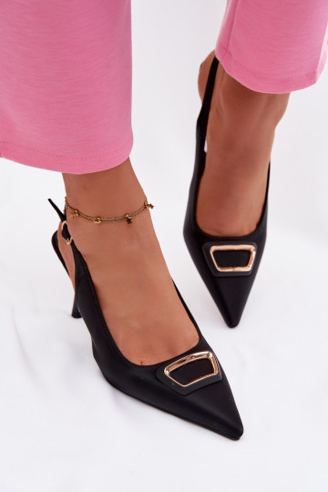 Women's Heeled Sandals with Decorative Detail Black Lurella