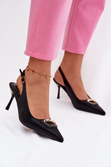 Women's Heeled Sandals with Decorative Detail Black Lurella 2