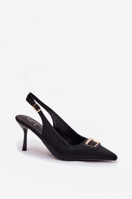 Women's Heeled Sandals with Decorative Detail Black Lurella