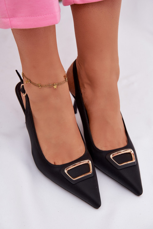 Women's Heeled Sandals with Decorative Detail Black Lurella