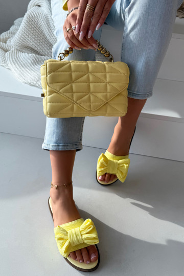 Women's Low Heel Slippers With Bow Yellow Amivelle 2