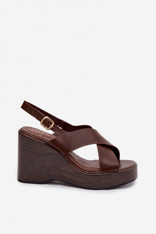 Women's Eco Leather Sandals On Wedge Chocolate Janivra