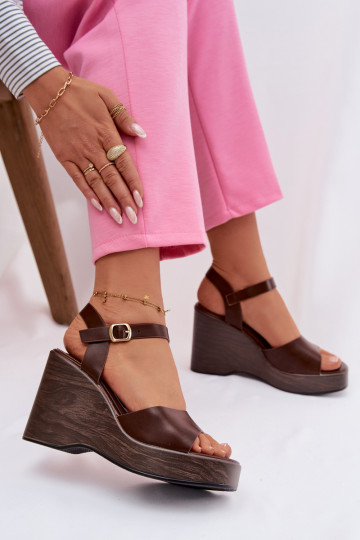 Women's Platform Sandals Eco Leather Chocolate Parilisse