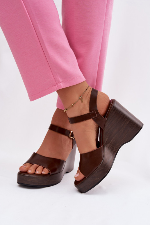 Women's Platform Sandals Eco Leather Chocolate Parilisse