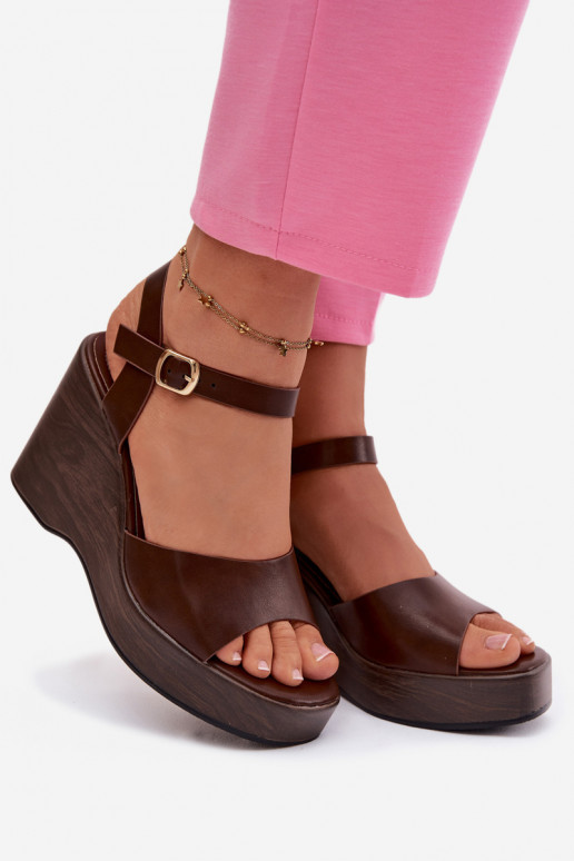 Women's Platform Sandals Eco Leather Chocolate Parilisse