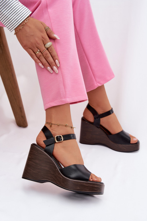 Women's Platform Sandals Eco Leather Black Parilisse