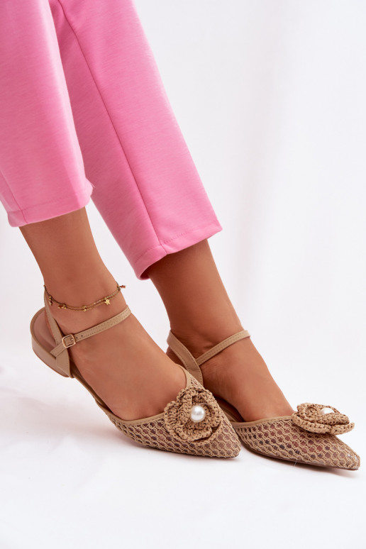 Women's Block Heel Sandals With Decorative Detail Dark Beige Vionessa