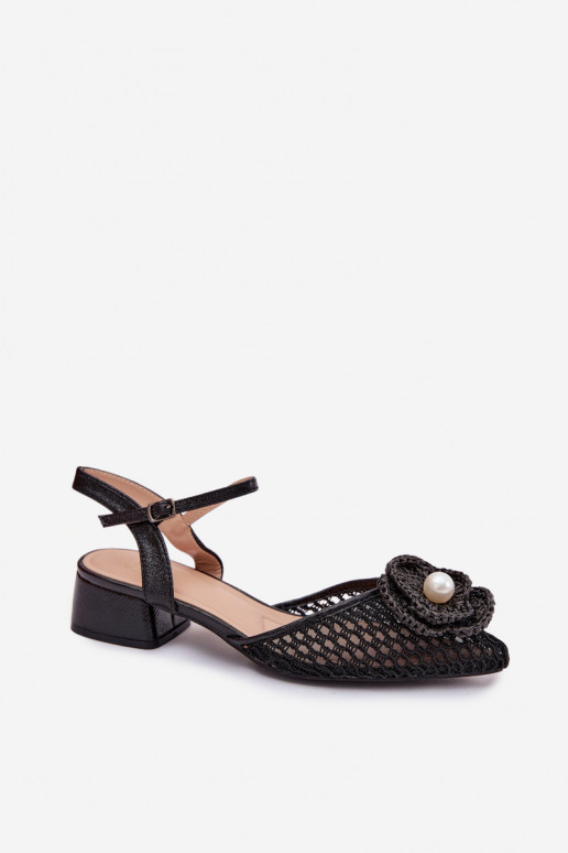 Women's Block Heel Sandals With Decorative Detail Black Vionessa