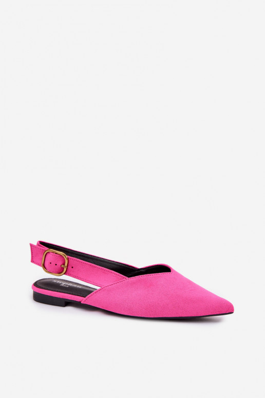 Pale Pink Eco Suede Ballerinas with Gold Buckle Palerra