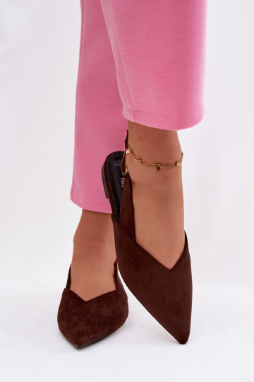 Palerra Eco Suede Chocolate Ballerinas with Gold Buckle 2