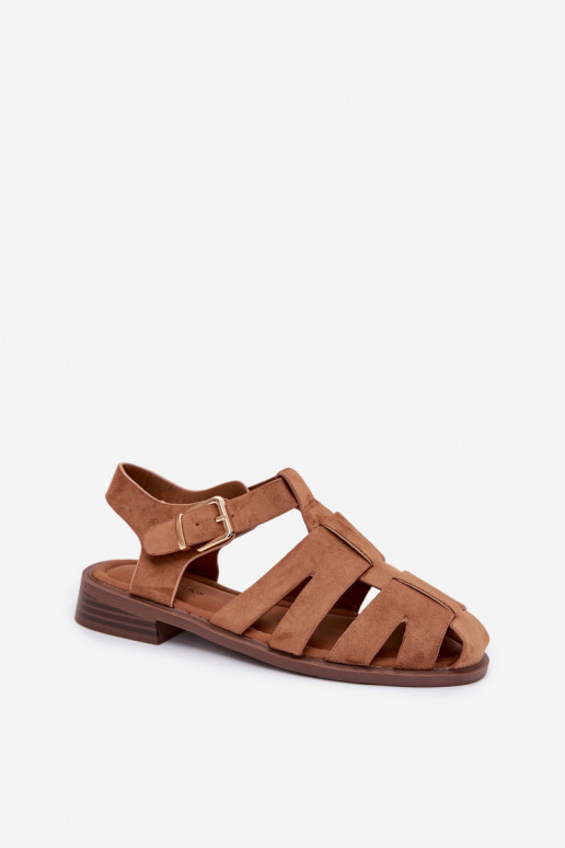 Women's Roman Sandals With Gold Buckle Camel Janessa