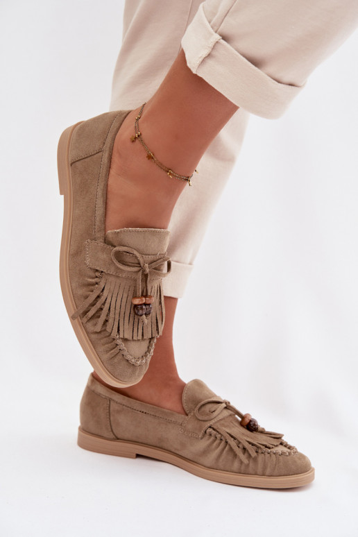Women's Loafers With Fringes And Beads Green Teressa