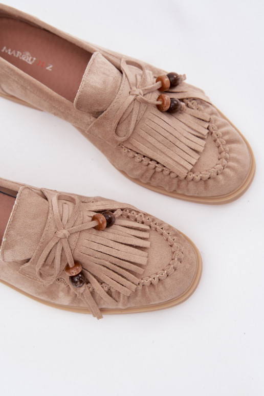 Women's Beaded Fringe Loafers Beige Teressa