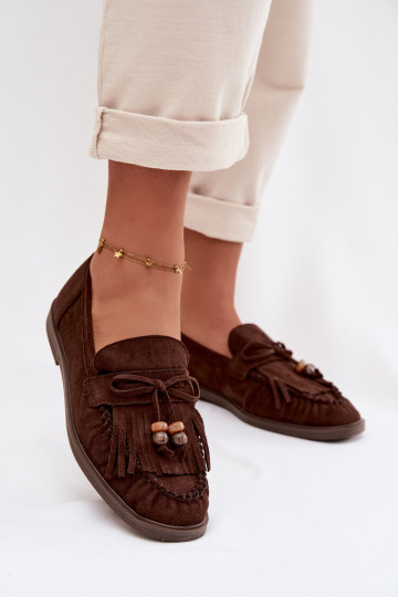 Women's Moccasins With Fringes And Beads Chocolate Teressa 2