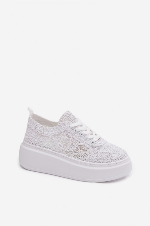Crochet Women's Platform Sneakers White Evalora