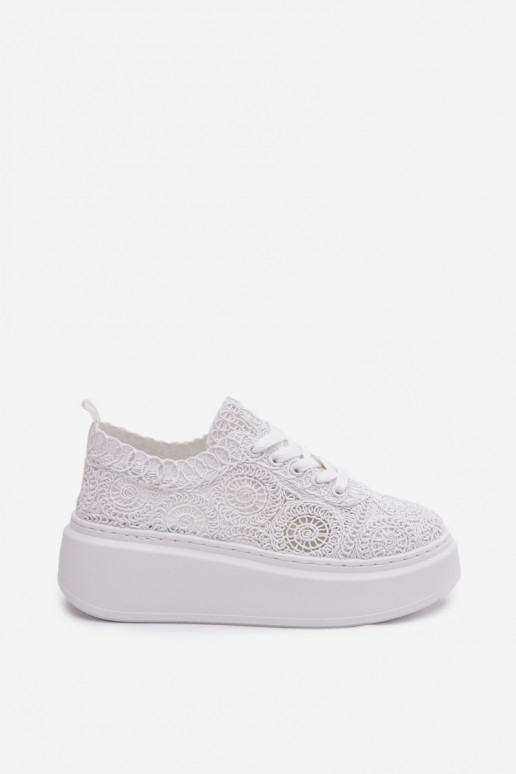 Crochet Women's Platform Sneakers White Evalora