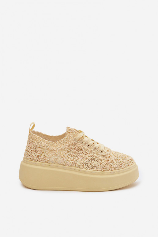 Women's Crochet Sneakers Platform Yellow Evalora