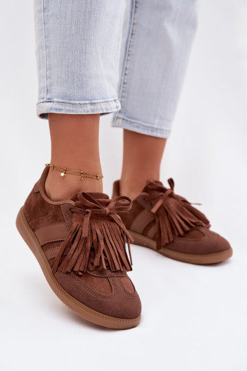 Women's Sneakers With Fringes Brown Dorivelle