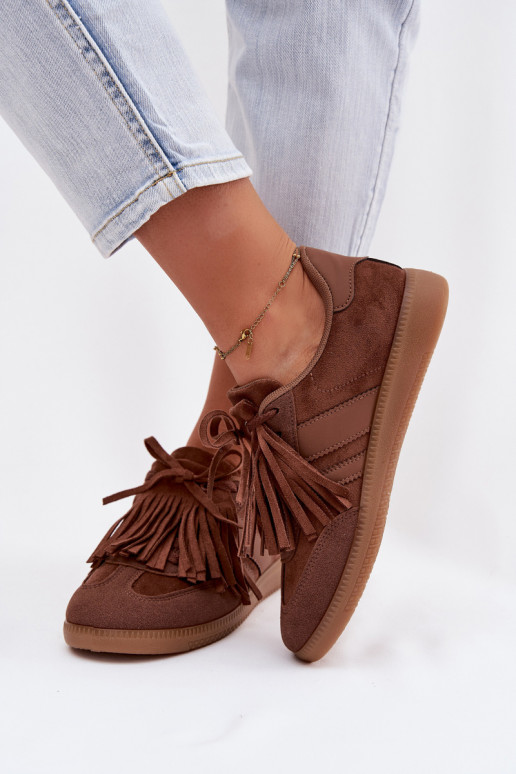 Women's Sneakers With Fringes Brown Dorivelle