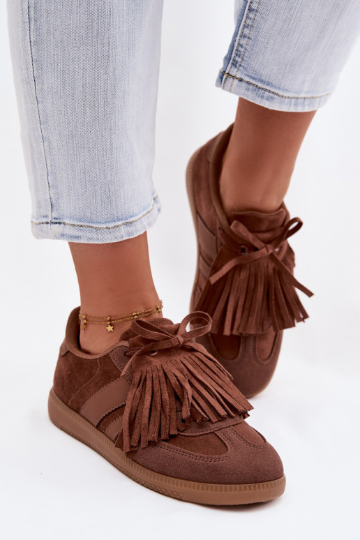 Women's Sneakers With Fringes Brown Dorivelle