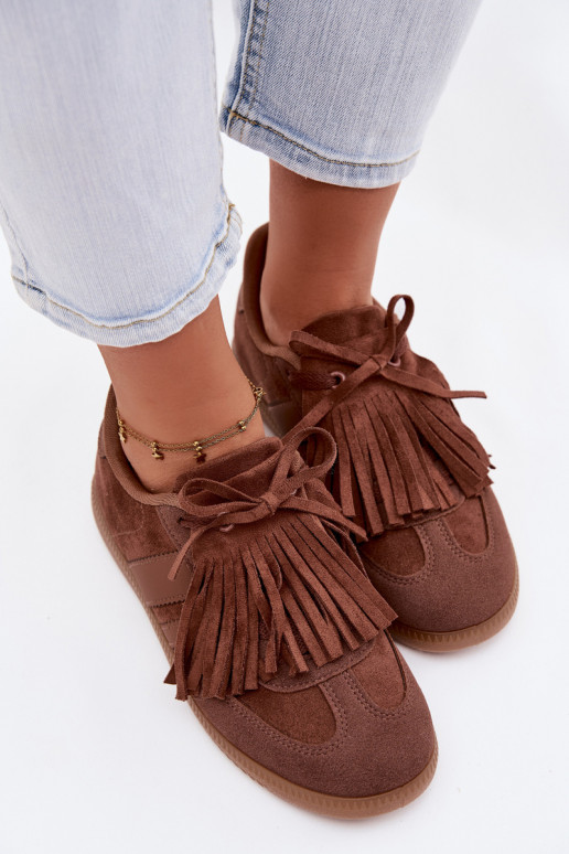 Women's Sneakers With Fringes Brown Dorivelle