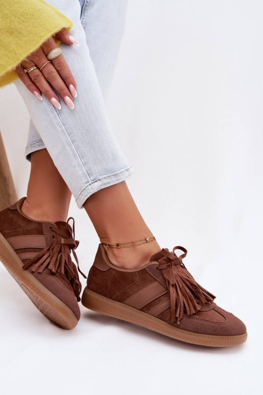 Women's Sneakers With Fringes Brown Dorivelle