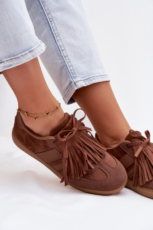 Women's Sneakers With Fringes Brown Dorivelle