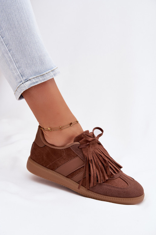Women's Sneakers With Fringes Brown Dorivelle