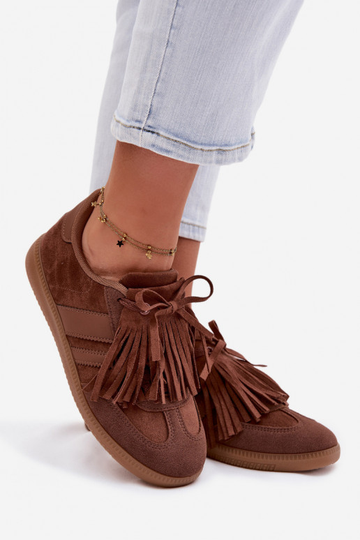 Women's Sneakers With Fringes Brown Dorivelle
