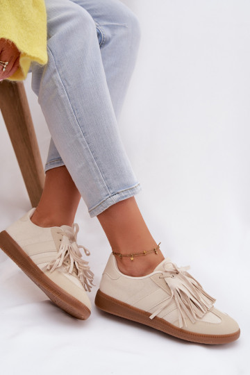 Women's Sneakers With Fringes Beige Dorivelle