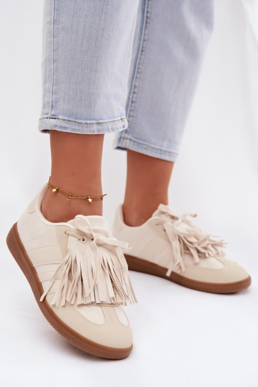 Women's Sneakers With Fringes Beige Dorivelle