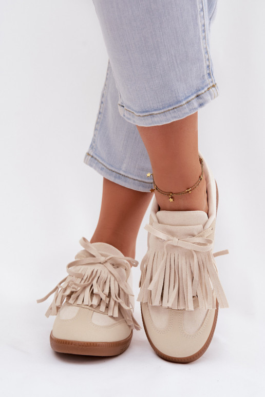 Women's Sneakers With Fringes Beige Dorivelle