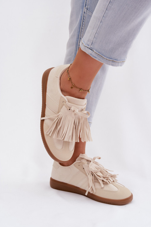 Women's Sneakers With Fringes Beige Dorivelle